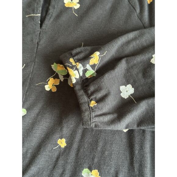 J. Jill Navy Blue Cotton Blend 3/4 Sleeve Peasant Keyhole Boho Top XL - Picture 10 of 10